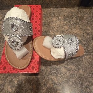 Hot Cakes Womes Silver Glitter Sandals